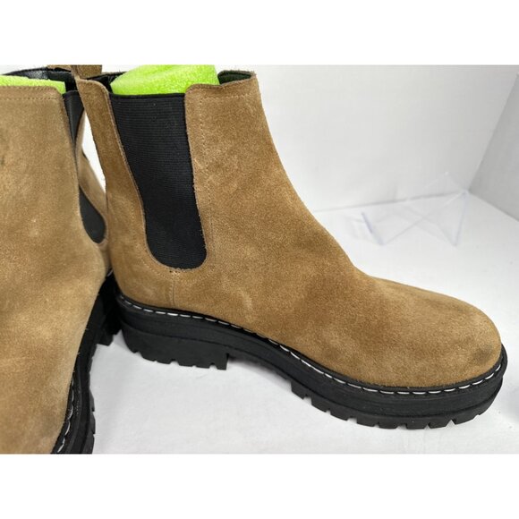 Marc Fisher LTD Privi Booties Women’s 9.5 Tan Leather Ankle Boots 2" Lug Sole - Picture 3 of 11